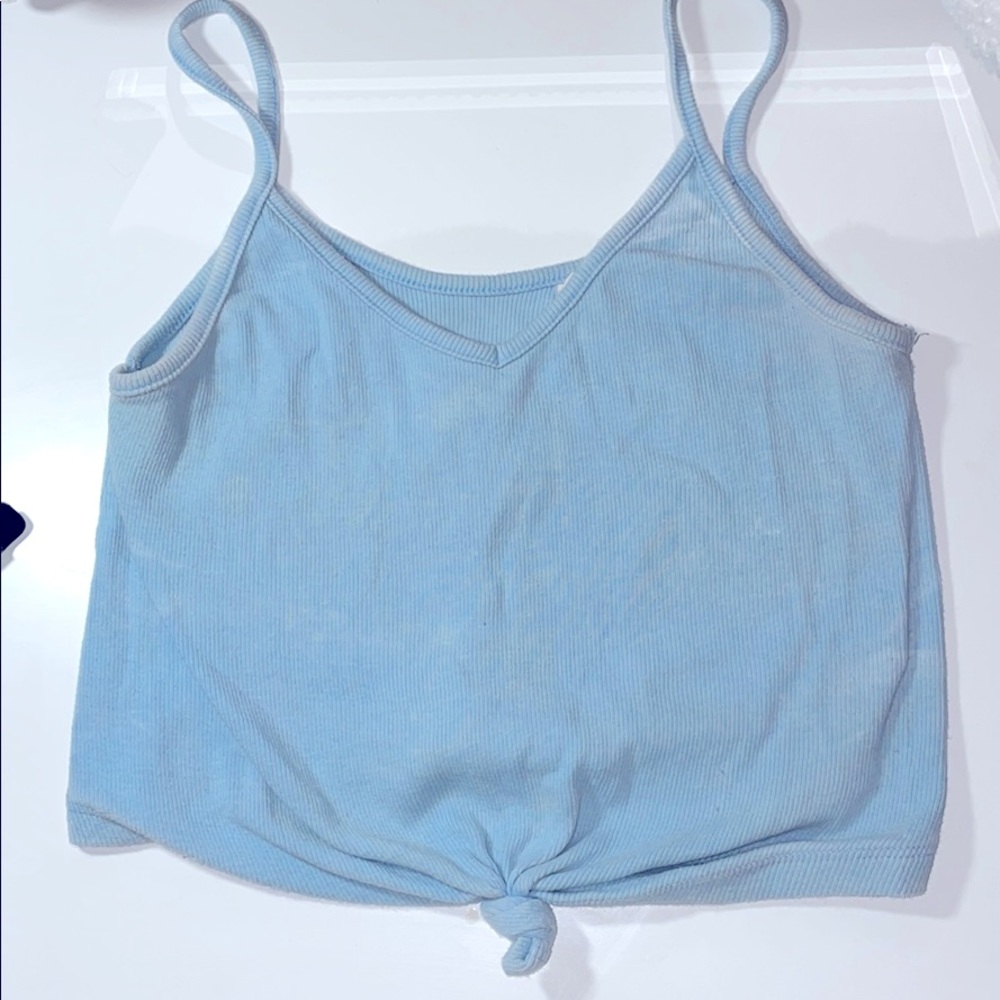 Crop light blue top
